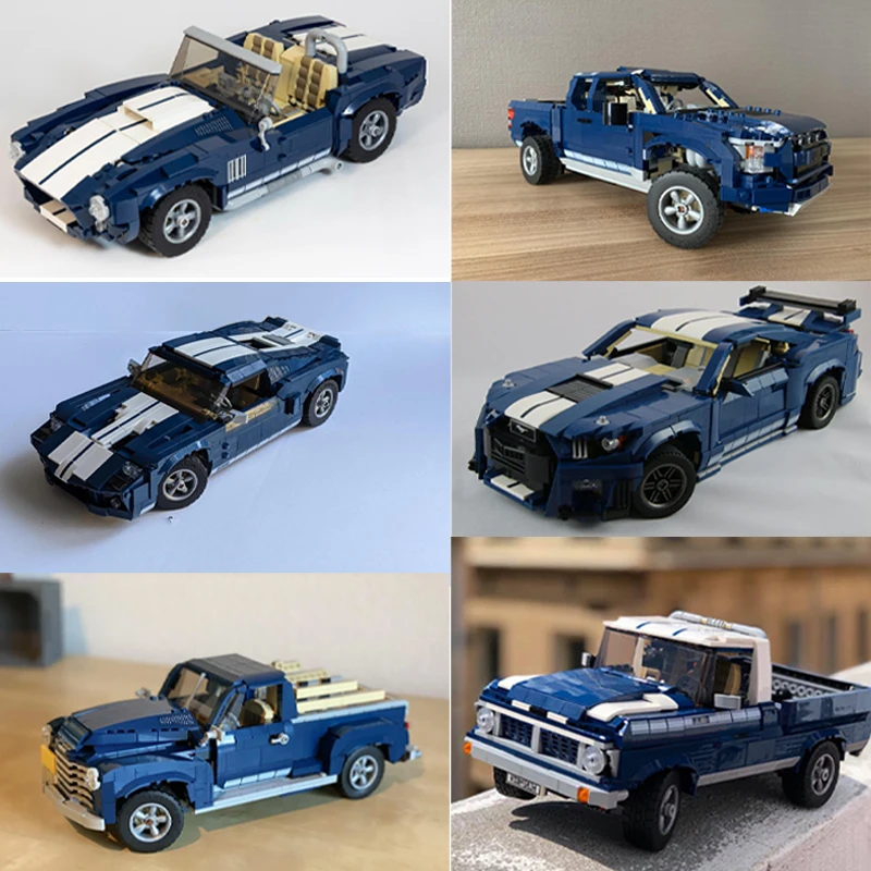 

Mustang Shelby GT500 Convertible Cobra Roadster Car Building Blocks F150 Raptor Classic Pickup DIY Vehicle Bricks 10265 Toy Gift