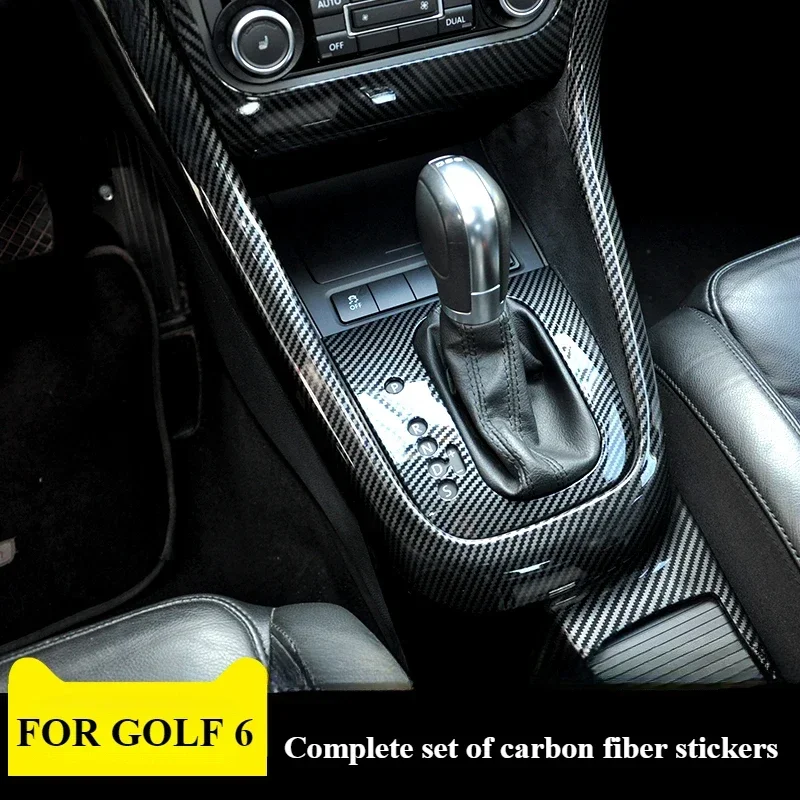 

FOR Volkswagen Golf 6/GTI Carbon fiber interior dedicated sticker High 6 center control shift trim frame kit