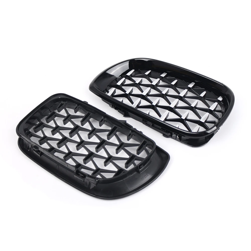 Meteor Semi Plated Diamond Kidney Grille For BMW 3 Series E46 4DR 2002 2003 2004 2005 Front Bumper 51132158542 51132158543