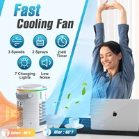 Ventilateur Rafraîchisseur d'Air Portable avec Lumière LED 7 Couleurs, Ventilateur de Bureau Personnel USB, Climatiseur Personnel pour Chambre et Camping 5
