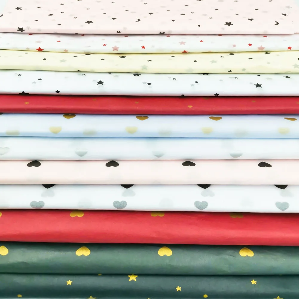 19x14in 10pcs Various Colors Sydney Paper DIY Handmade Craft Star Moon Love Pattern Tissue Papers Flower Gift Packaging Material