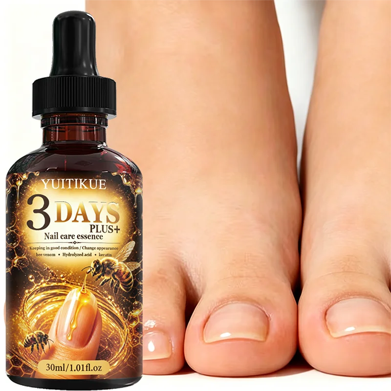 YUITIKUE 3 Days Bee Venom Nail Essence 30ml Keratin Strengthen Brittle Nails Repair Damaged Fingernail Toenail Care