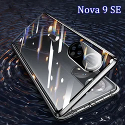For Huawei nova 9 SE Tempered Glass Flip Phone Case For Nova 9 Pro 360 Double Sided Magnetic Protective Cover For Nova 9SE 9 Pro