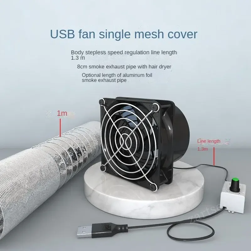 USB Fume Extractor Fan With Duct – Adjustable Speed Smoke Absorber For Soldering, Welding, And Workshop Air Cleaning (Fan + 6m Pipe)
