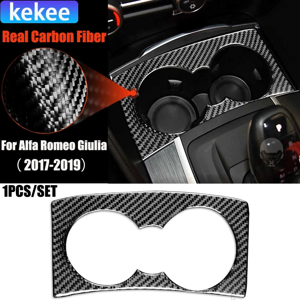 

Carbon Fiber Car Accessories Center Cup Holder Panel Modified Interior Trim Cover Soft Sticker For Alfa Romeo Giulia 2017-2019