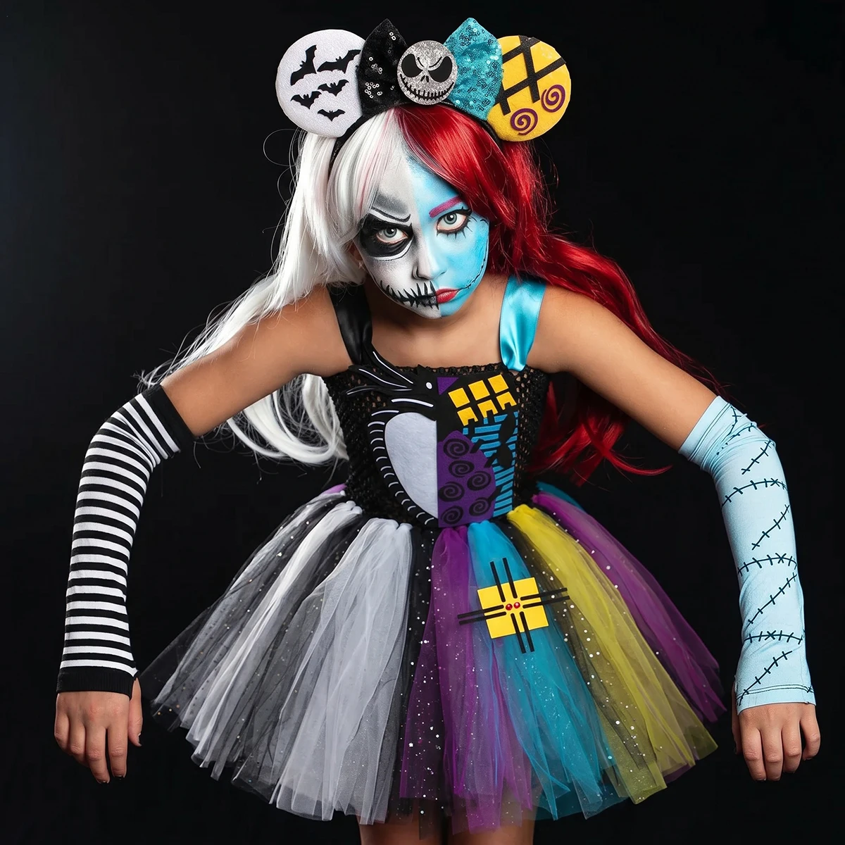 Jack and Sally Villain Nightmare Before Christmas Tutu dress Kids Halloween Cosplay Party Pageant Dance Recital Combo Costume