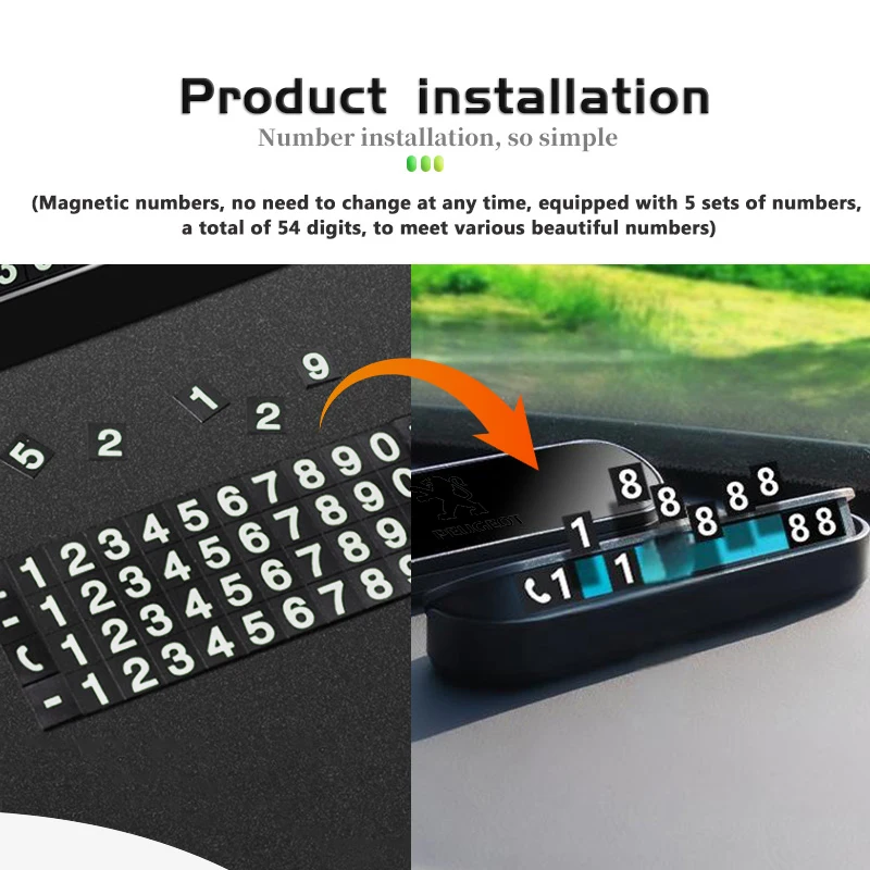 Universal Car Temporary Mirror Parking Phone Number Plate For Peugeot 208 407 508 5008 106 107 205 307 308 206 207 4008 301 - view 3
