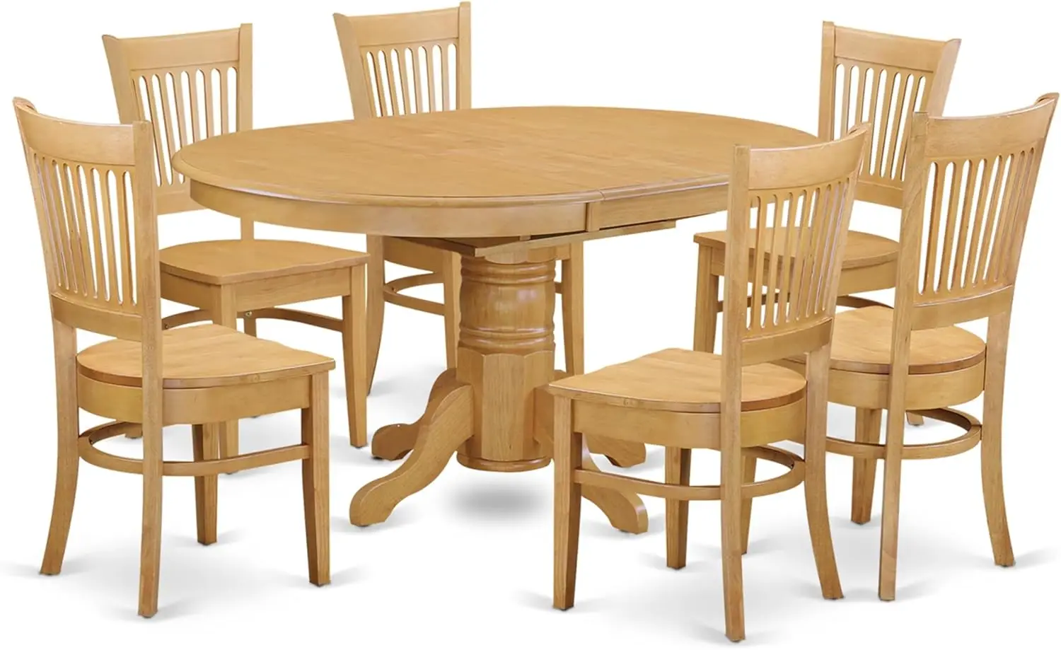 AVVA7-OAK-W Avon 7 Piece Room Furniture Set Consist of an Oval Kitchen Table with Butterfly Leaf and 6 Dining Chairs Oak