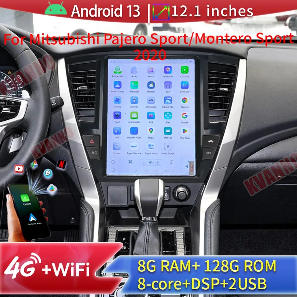 12.1“ Android13 Car Radio For Mitsubishi Pajero Sport/Montero Sport 2020 2Din Auto Multimedia Player Wireless CarPlay 4G WiFi