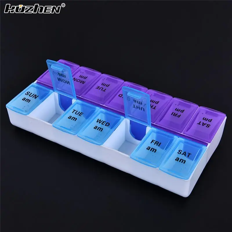 1PC 2 Row 14 Grids Medicine Storage Organizer Container Case Weekly 7 Days Tablet Pill Drug Box Holder Dispenser Health Care