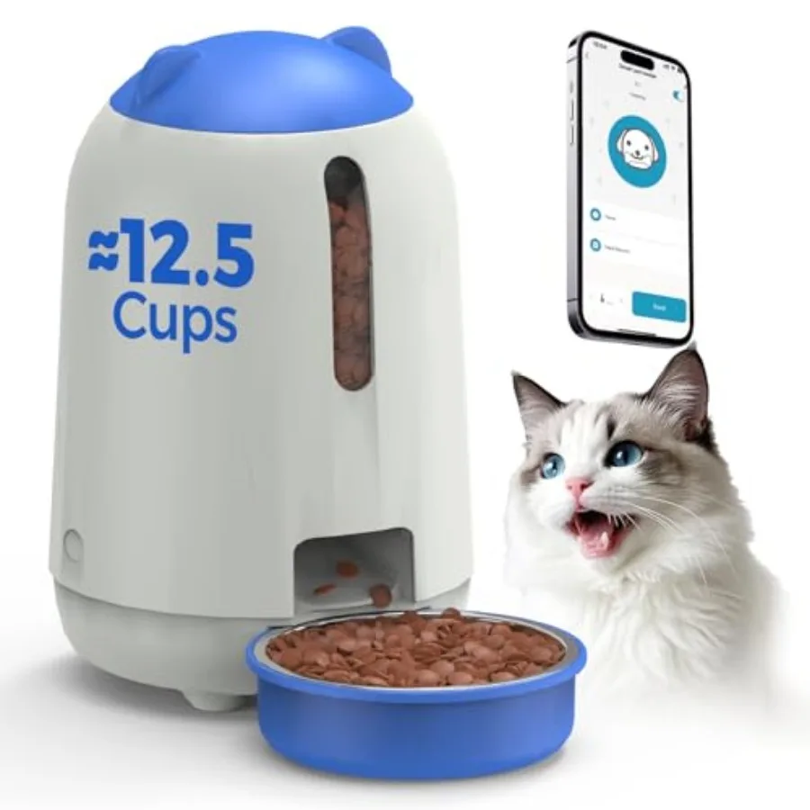 

Automatic Cat Feeder, App-Controlled WiFi Auto Food Dispenser with Dual Power Backup, Slow Feeding Mode, 3L Easy-Clean Feeder f