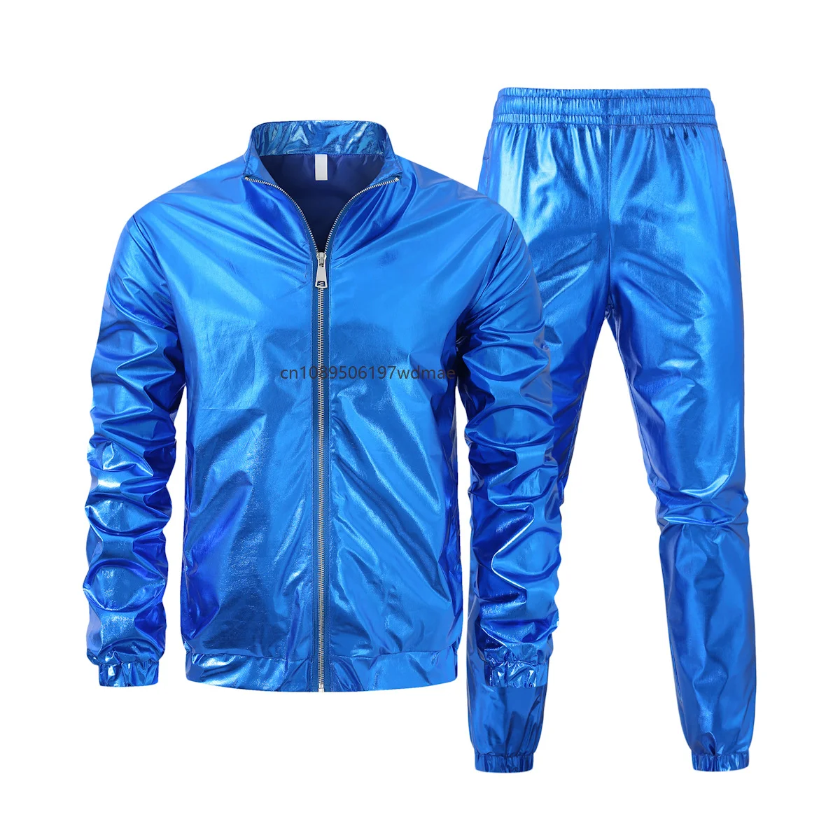 Unisex Jacket and Long Pants Tracksuit Stand Collar Sports Suit 2 Piece Set Men Women Cosplay Stage Performance Dance Costumes