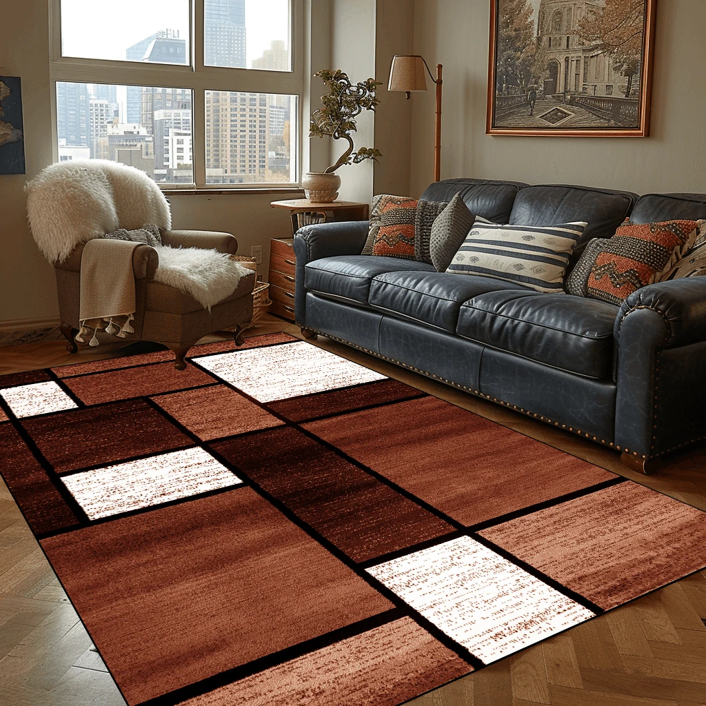 

Retro Plaid Geometric Carpets for Living Room Modern Decoration Home Coffee Tables Mat Soft Non-slip Rug for Bedroom Sofa Carpet