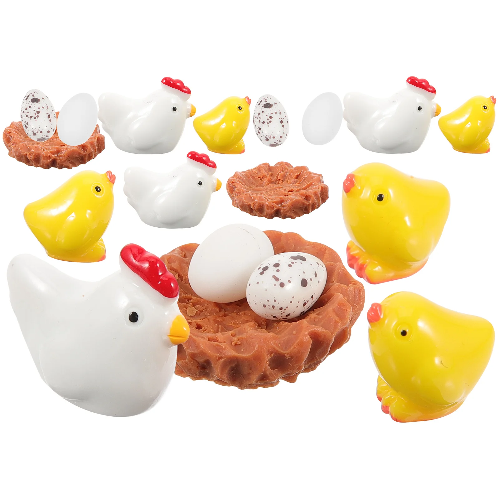 

Micro Landscape Decorative Ornaments Mini Resin Chicken Statue Cute Figurines Tiny Animals Garden Decoration Home Yard