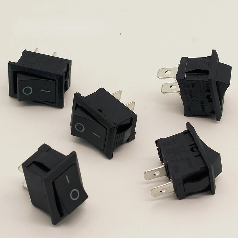 5Pcs/Lot Black Push Button Mini Switch 6A-10A 110V 250V KCD1 2Pin Snap-in On/Off Rocker Switch 5PCS/Lot 21MM*15MM BLACK