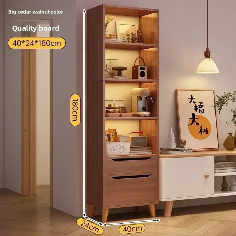 Bookcase Household Standing Cabinet Floor Shelf Living Room Locker Small Narrow Cabinet Dust-proof Locker Storage Cabinet