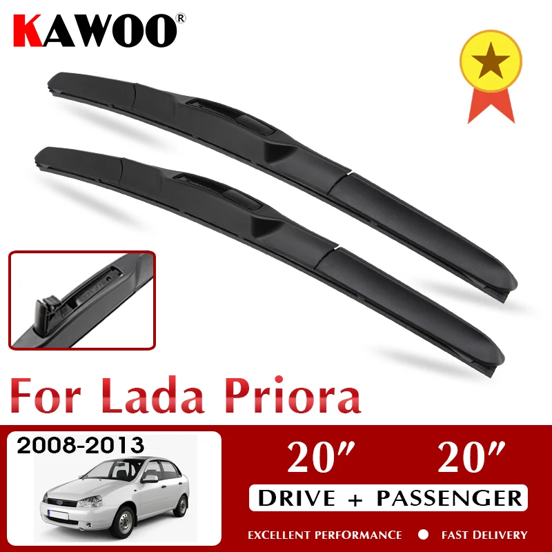 

KAWOO Wiper Front Car Wiper Blades For Lada Priora 2008-2013 Windshield Windscreen Front Window Accessories 20"+20" LHD RHD