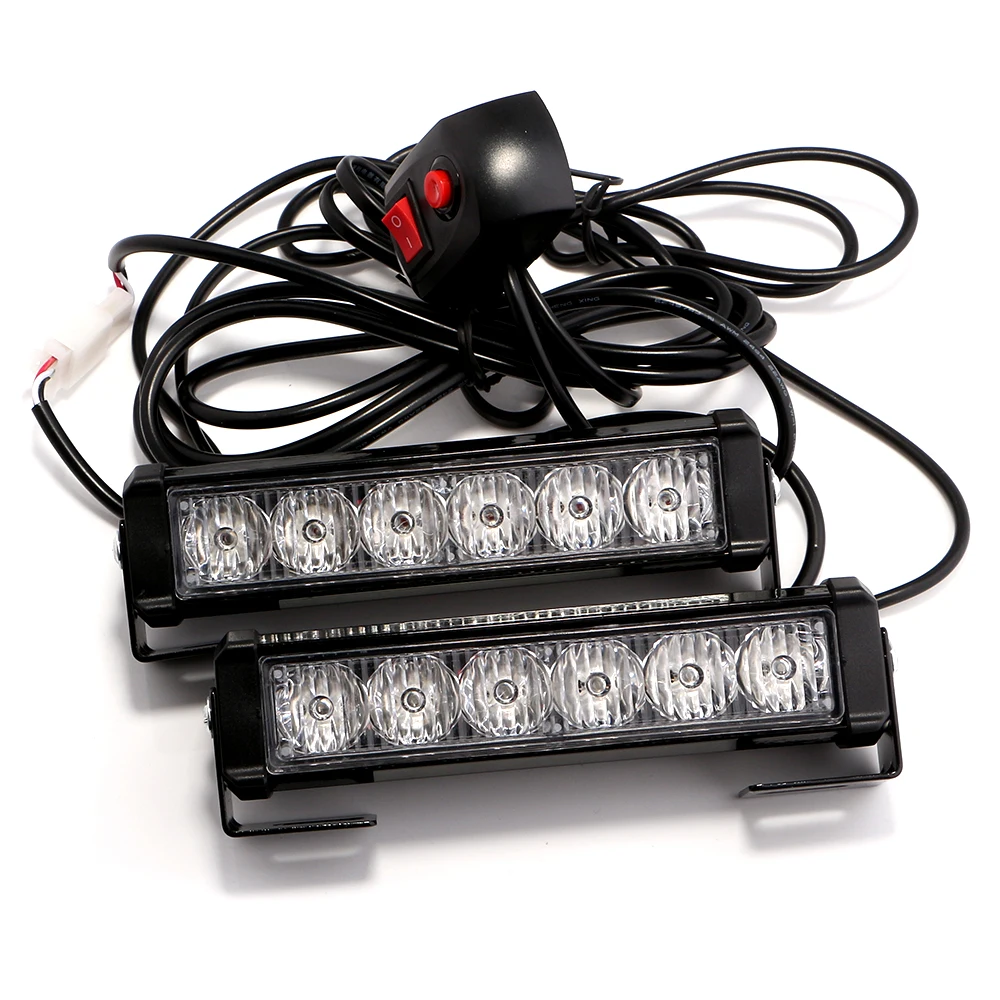 6 LED Strobe car styling Police Hazard Beacon Emergency Warning Light Flashing DRL Daytime Running Lamp 12V 24V