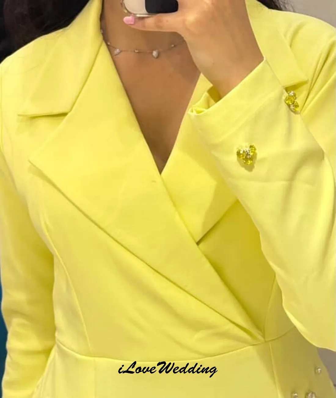 Personalizado amarelo elegante vestidos de noite curtos 2025 manga longa vestido de festa de casamento para mulher a linha vestidos formais para mulher