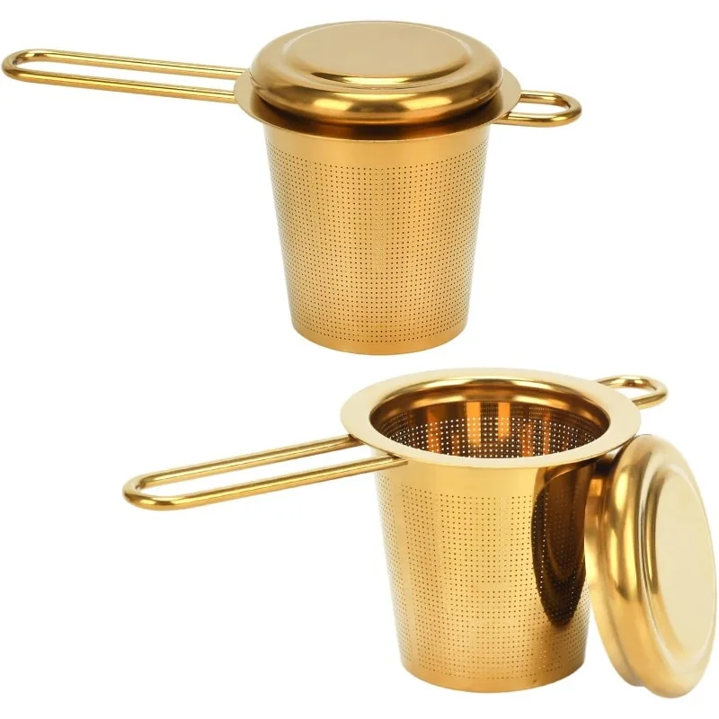 2pcs Tea Infuser, Stainless Steel Tea Strainer Fine Mesh Tea Diffuser with Double Long Handles Loose Leaf Tea Steeper for Mugs Cups Teapots