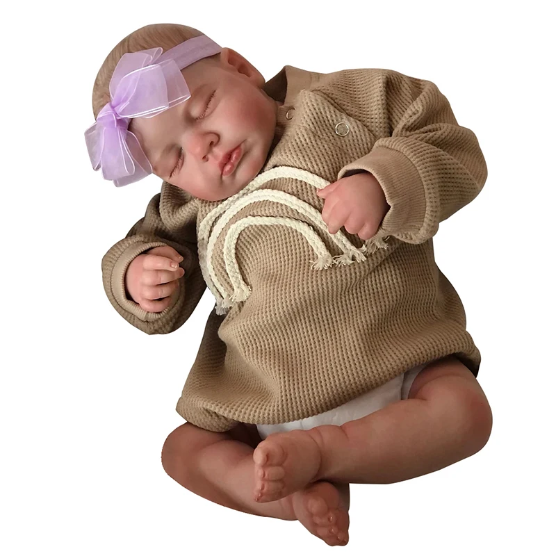 48cm Cotton Body Silicone Vinyl Reborn Doll Loulou  Newborn Baby Size Doll 3D Skin High Quality Gift