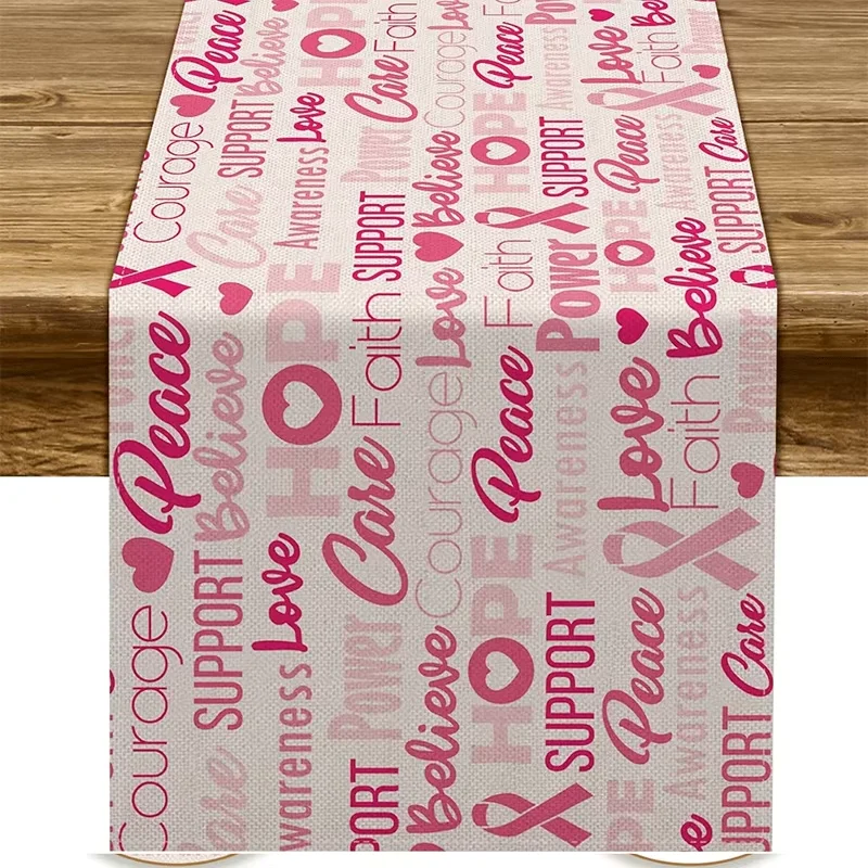 

VIKAMA Table Runner Breast Cancer Awareness Tablecloth Is Suitable For Dining And Home Decoration And Can Be Washed.