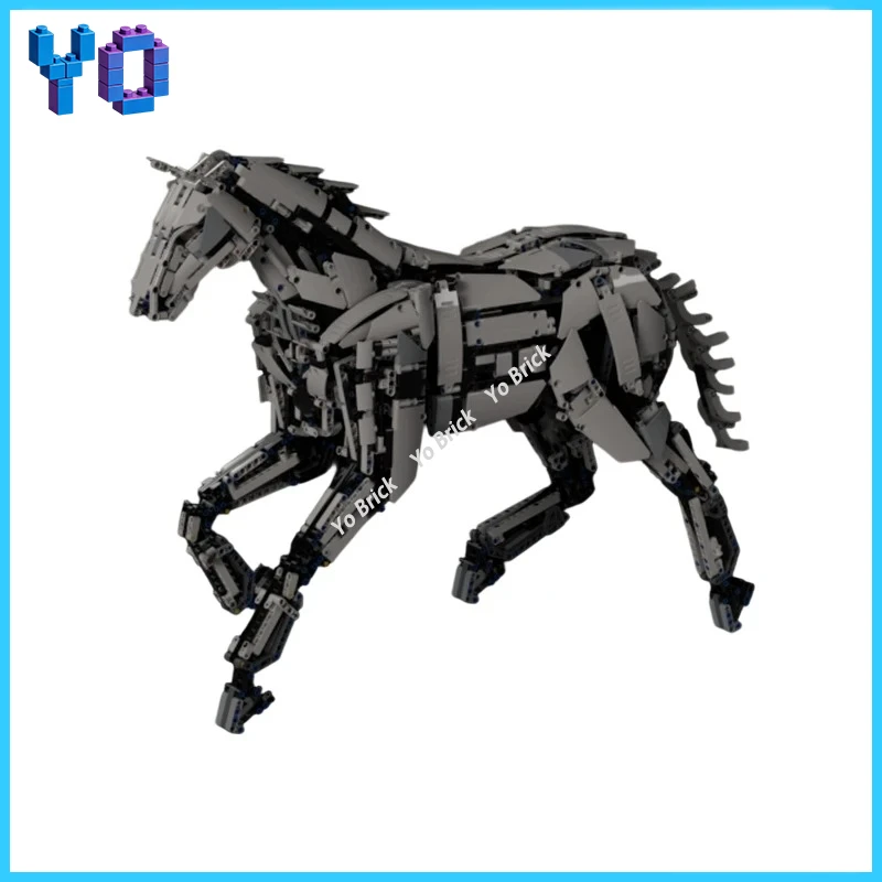 MOC Leaping White Horse Building Block Sculpture Set, Beautiful Horse Model, Desktop Display Toy, A Must-Have for Animal Lovers