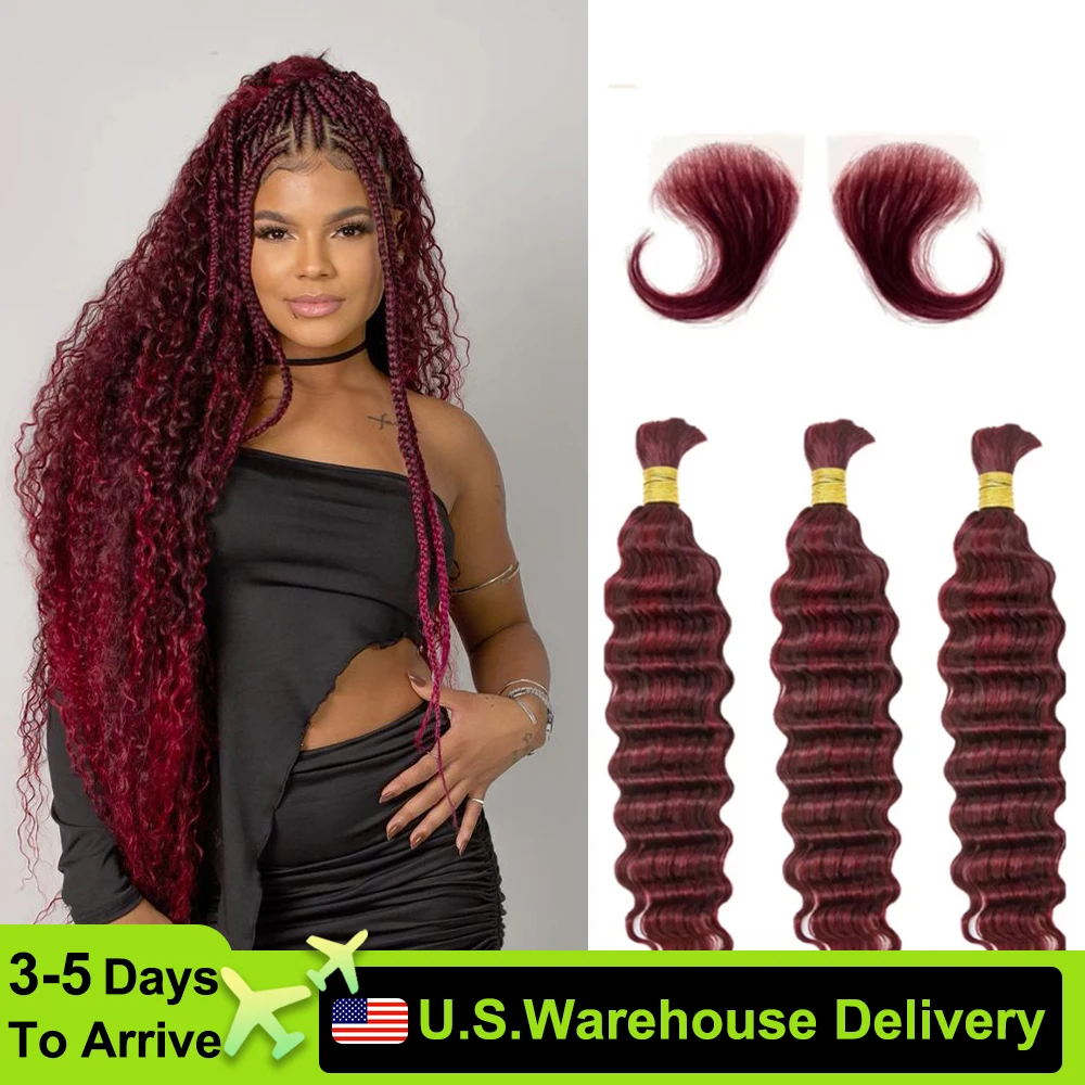 16A Diepe Golf 3 Bundel Menselijk Haar Bulk Diepe Golf Haarbundels Extensions Geen Inslag Bulk Haarbundels voor Boho Vlechten # 99J