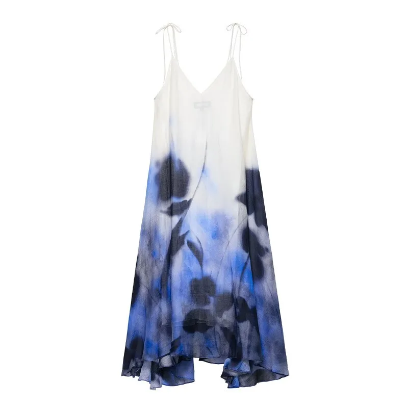 

2025 Spring/Summer New European and American Style Women's Fashion Sexy Spicy Girl Printed Strap Dress