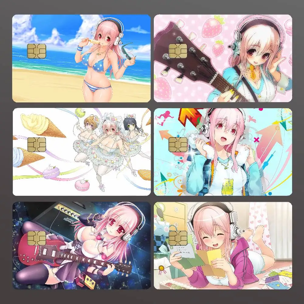 S-SUPER S-SONICO Credit Skin Cover Card Stickers 4PCS Film Bus Pass Front Decoration Bank Debit Waterproof