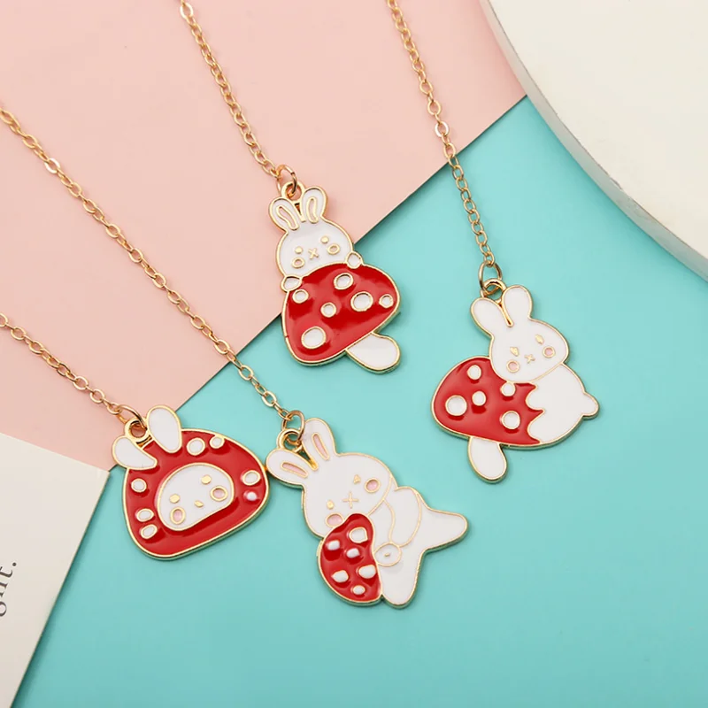 Kawaii Bunny Mushroom Bookmark Student Exquisite Study Office Portable Reading Pendant Stationery DIY Metal Decoration Supplies