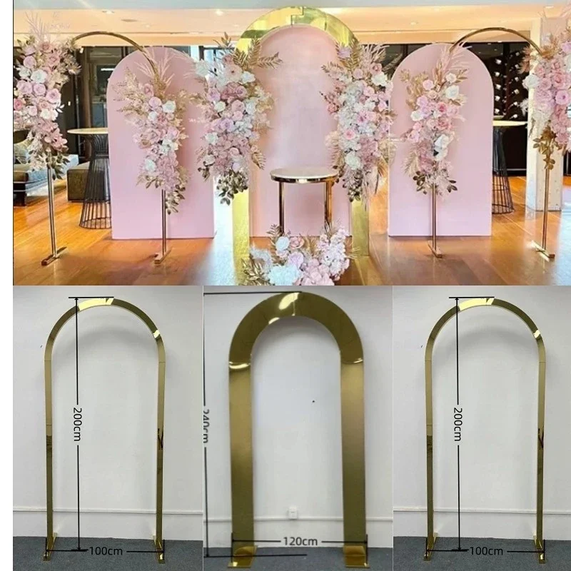 

Stainless Steel Backdrop Welcome Door Arch Frame Birthday Party Wedding Ballon Flower Arches Backgrounds Wall Decoration Stand