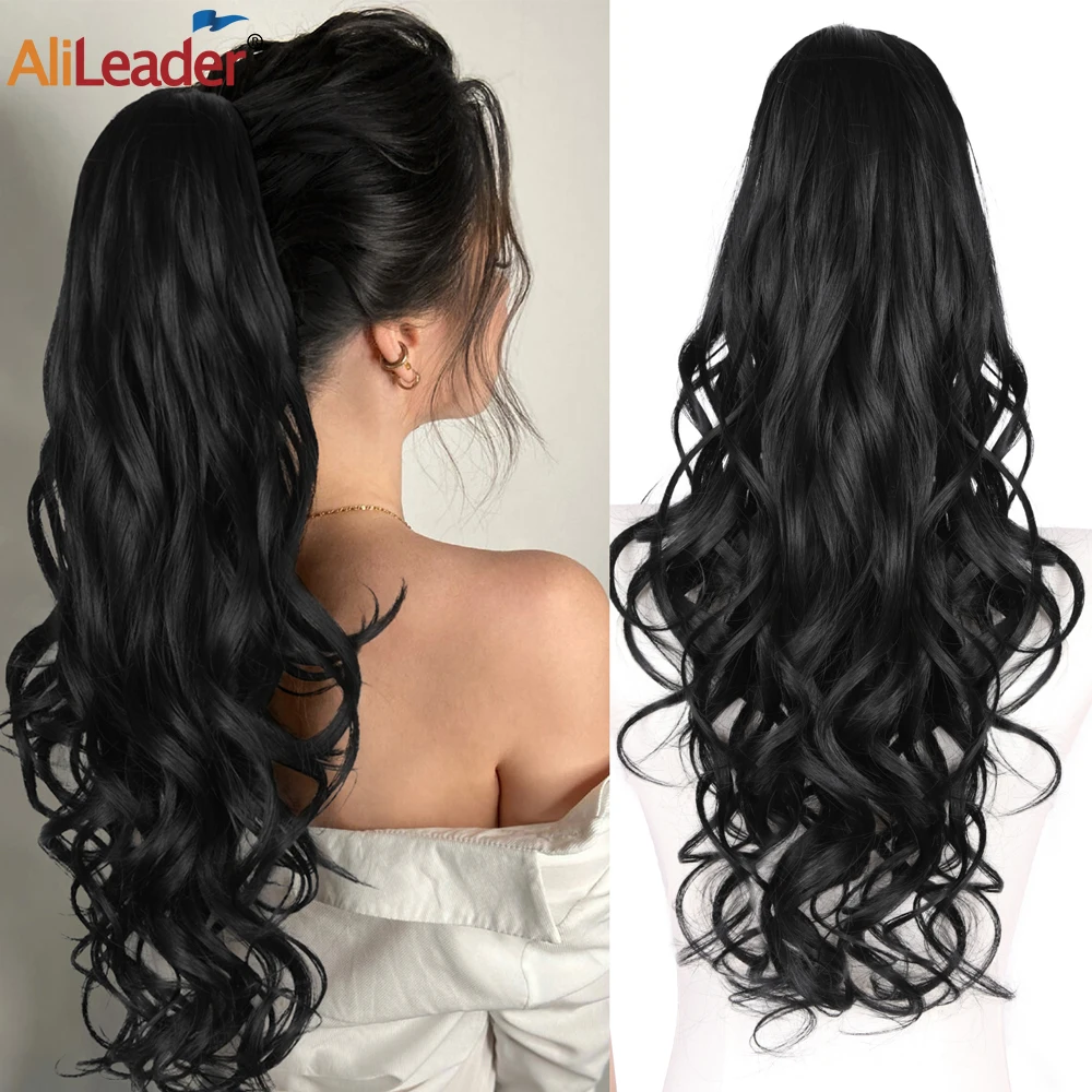 

Long Layered Ponytail Extension 26 Inch Synthetic Heat Resistant Hairpiece Wavy Pony Tails Hair Extensions For Daily Use