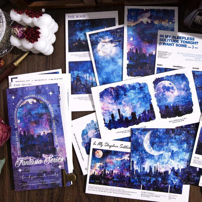 Fantasia Series Vintage Forest Cloud ภูมิทัศน์วัสดุกระดาษสร้างสรรค์ DIY ขยะ Journal วัสดุ Collage สมุดภาพเครื่องเขียน