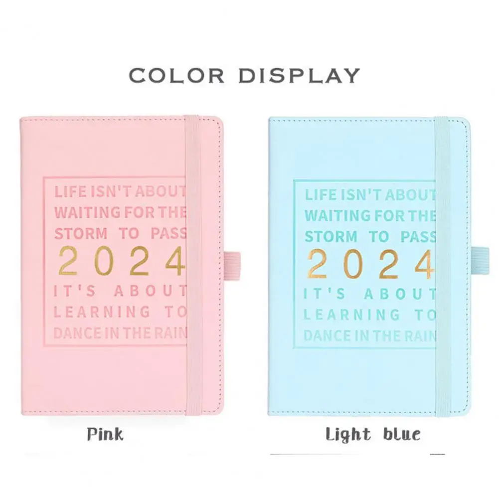 โน้ตบุ๊ควางแผน2024โน้ตบุ๊คที่มีปกหนังสังเคราะห์วาระการประชุมรายสัปดาห์ได้อย่างรวดเร็วปฏิทินกระเป๋าปากกาที่จะทำ