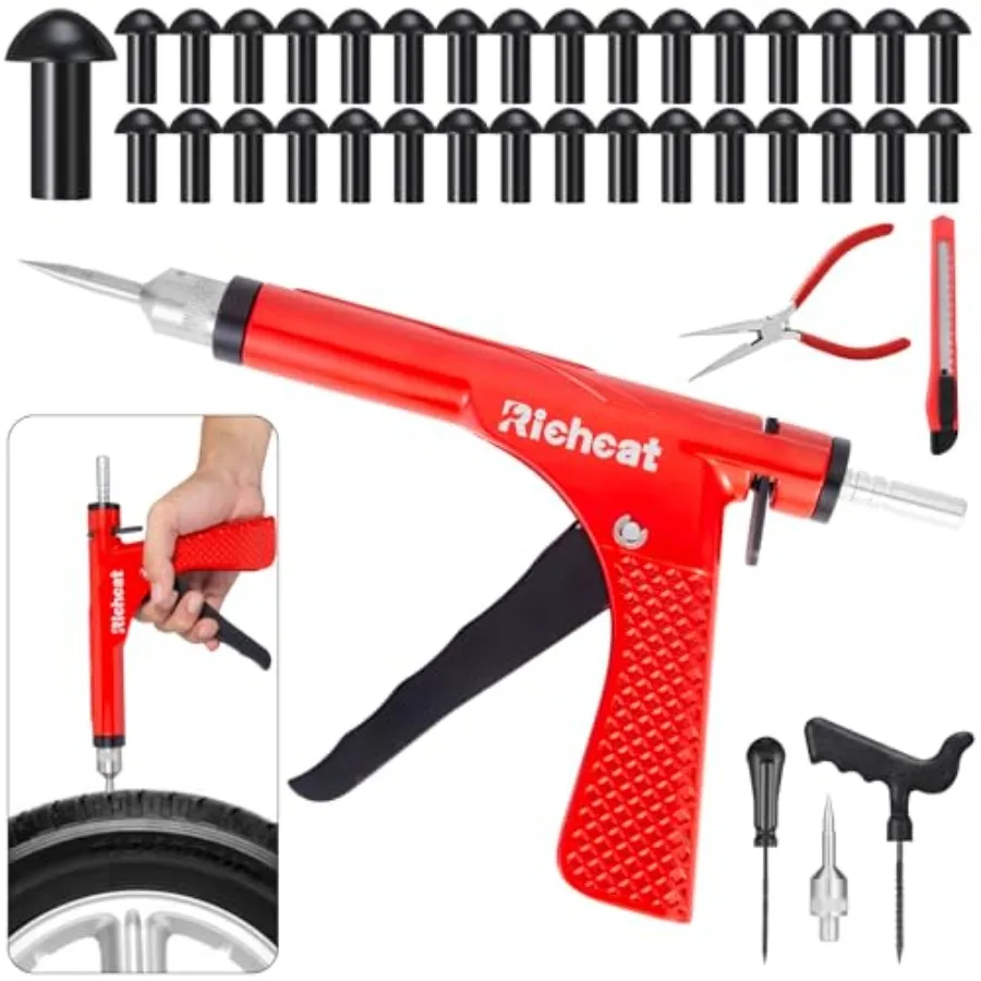 

Tubeless Tire Puncture Repair Kit with Mushroom Plug for Reliable and Quick Repairs of Punctures and Flat Tires in Motorcycles