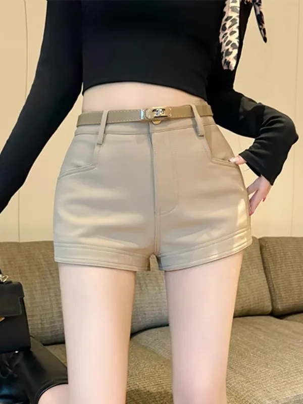 

Женские укороченные шорты цвета хаки, облегающие, для активного отдыха, весна-осень 2026, новый стиль, с высокой талией, утолщенные, из полиэфирного волокна