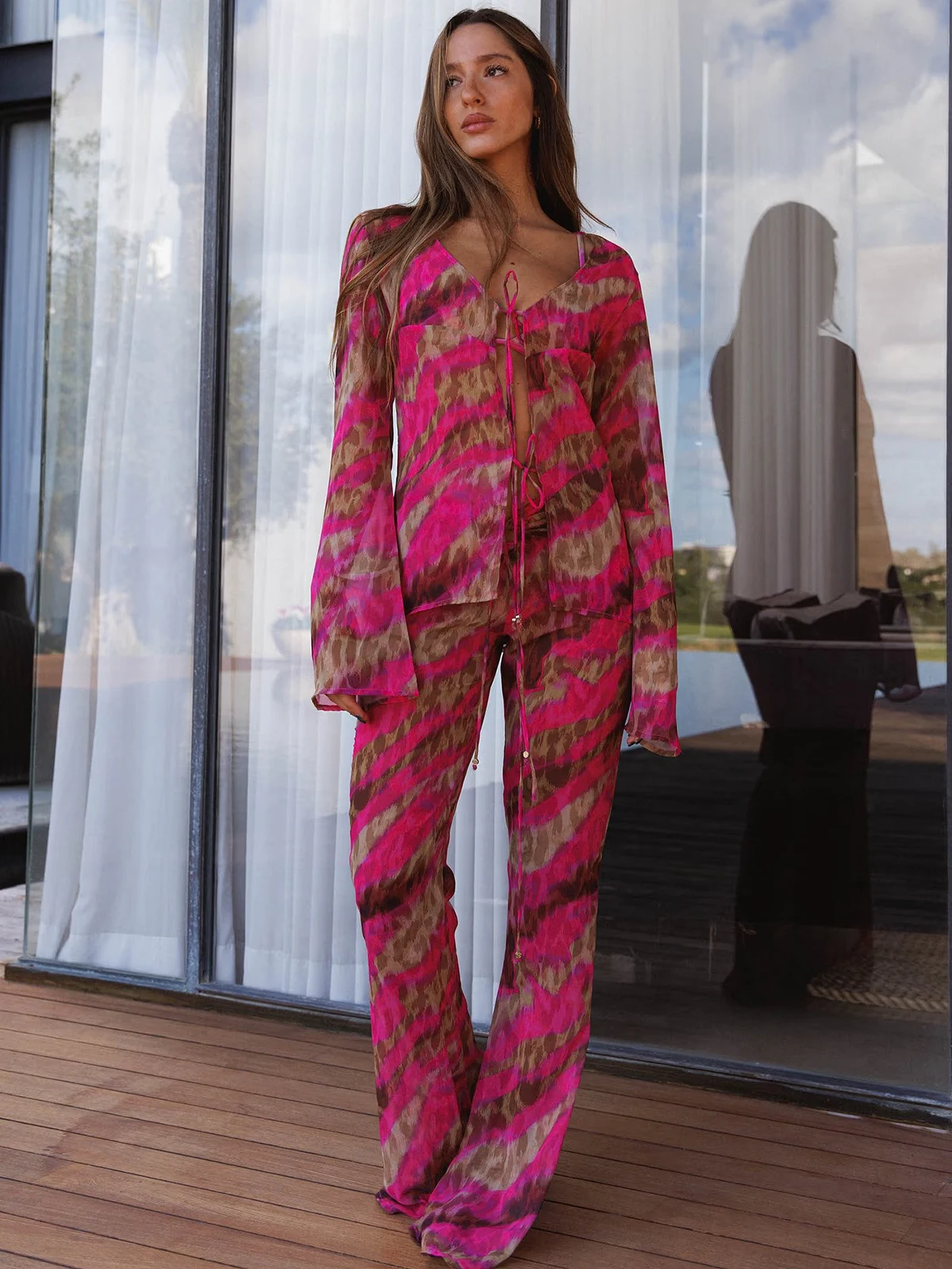 Imagem -03 - Conjunto de Maiô Biquíni Feminino Moda Praia Sexy Roupa de Banho Maiô Biquíni Capas Calças Roupa de Banho Feminina Peças 2024