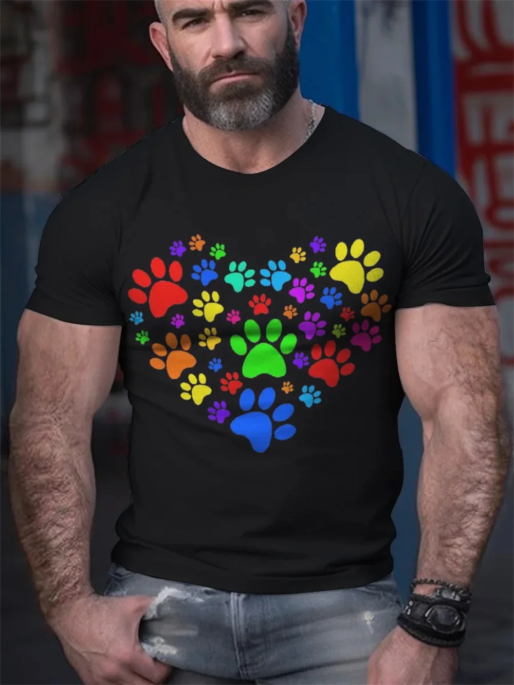 2024 Men T Shirt 3d Print Bear Paw Short Sleeve Summer Tops Tee Round Neck Casual Tshirt Fashion Street Daily Top Men Clothing