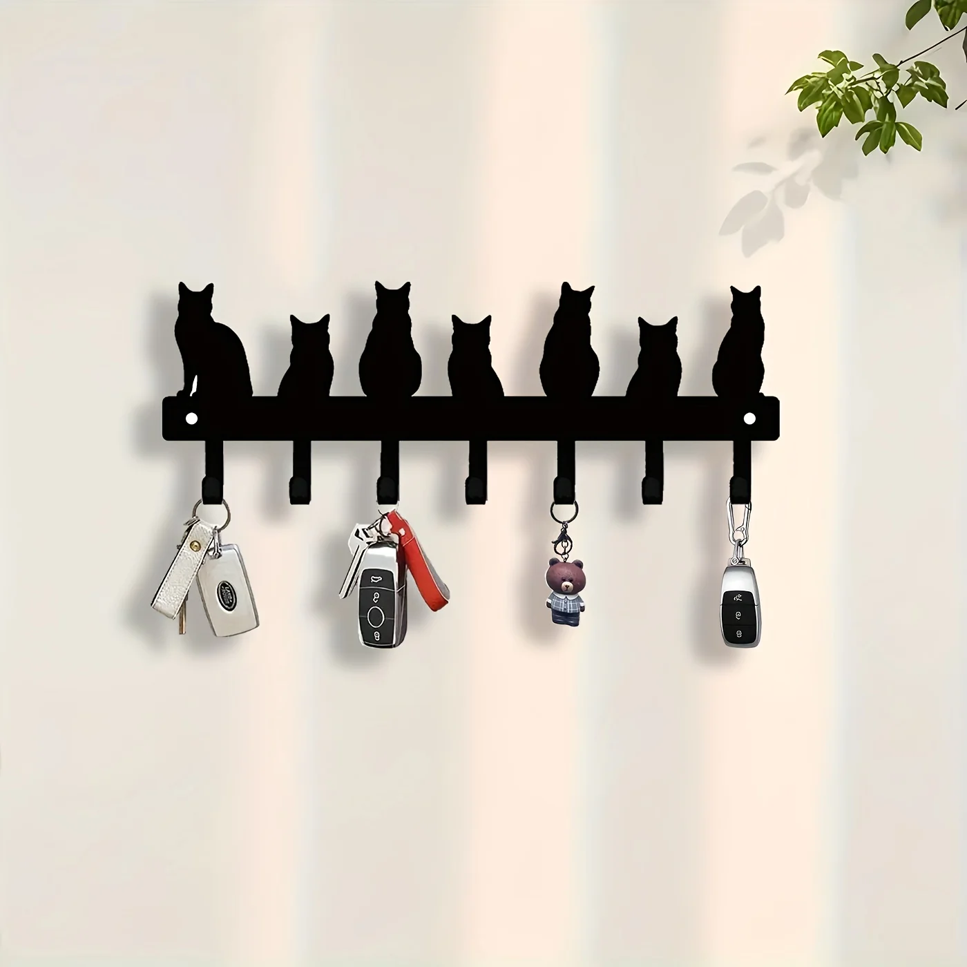 CIFBUY Iron Wall Art Cateye Key Holder Black Metal Decor Space Saving Entryway Organizer Minimalist Rustic Accent Interior