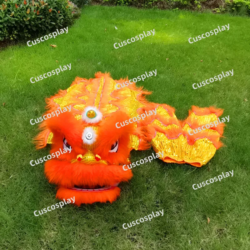 Christmas Chinese Lion Dance Wool Lion Including Pants Mascot Costume For Children Family Props Outfit Dress Party Carnival Fe