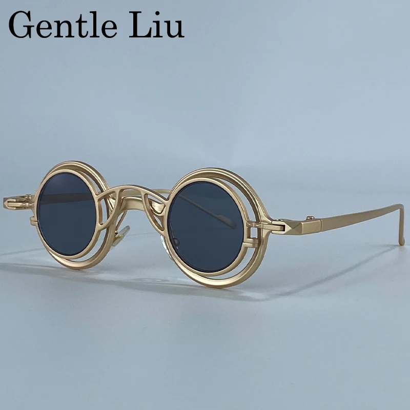 

Retro Samll Round Steampunk Sunglasses Men 2025 Luxury Brand Punk Clip On Removable Sun Glasses 2 In 1 Pure Eyewear UV400 Shades