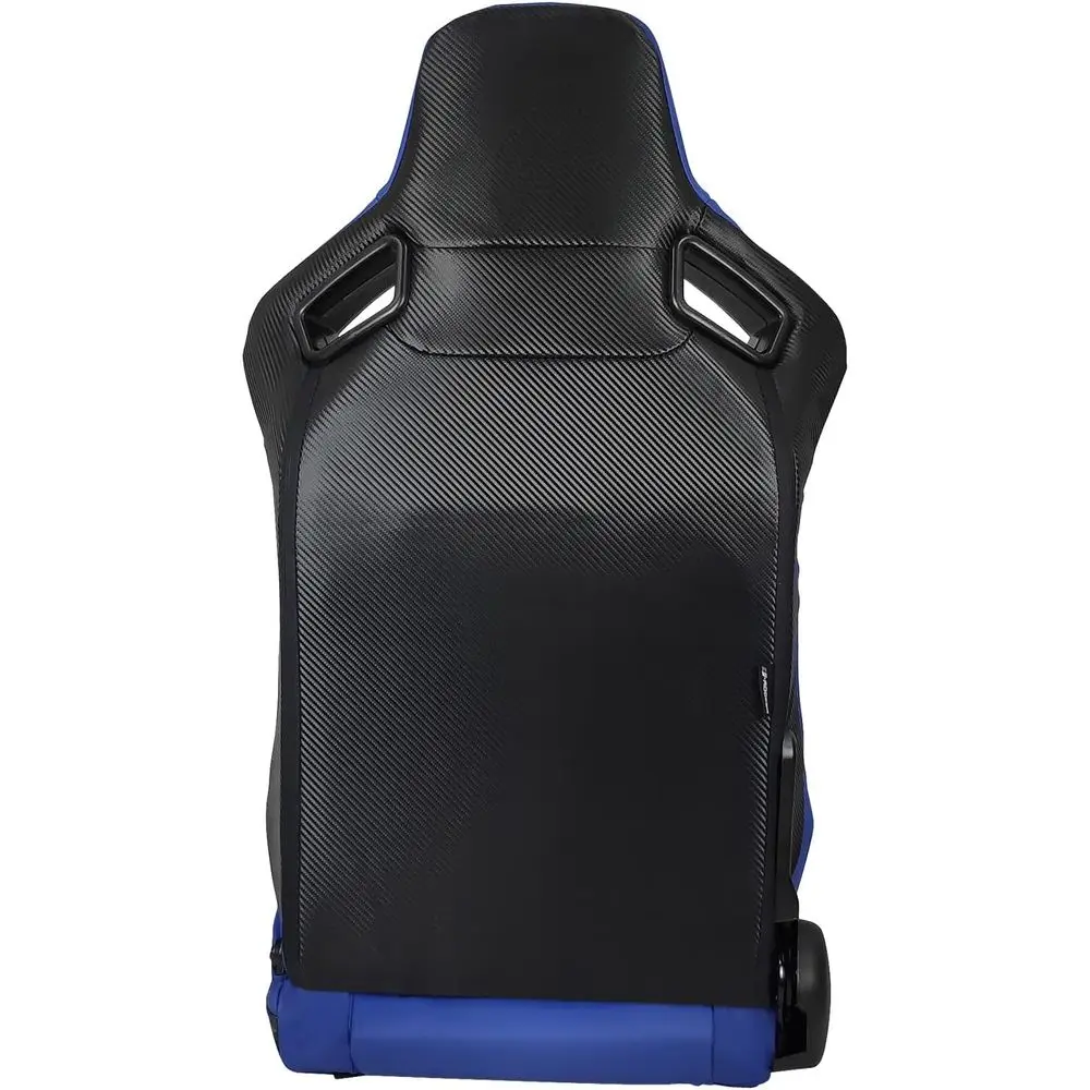Passenger Side Dual Slider Racing Seat with Blue Leather Recline Feature