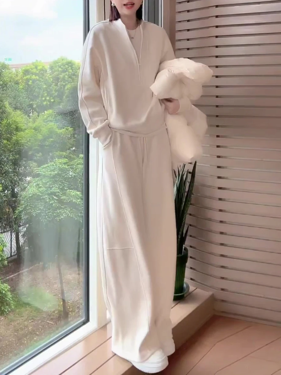 

Casual Sportswear Set Women's Wide Leg Pants Top Two Piece Set Fashionable Anti-Aging Korean Style Spring New Arrival