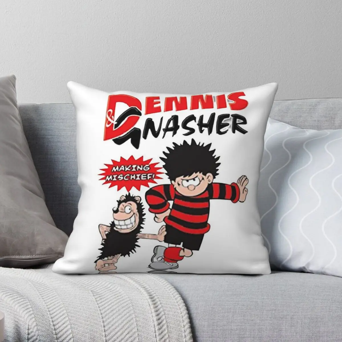 Dennis The Menace And Gnasher Square Pillowcase Polyester Linen Velvet Printed Zip Decor Pillow Case Home Cushion Cover