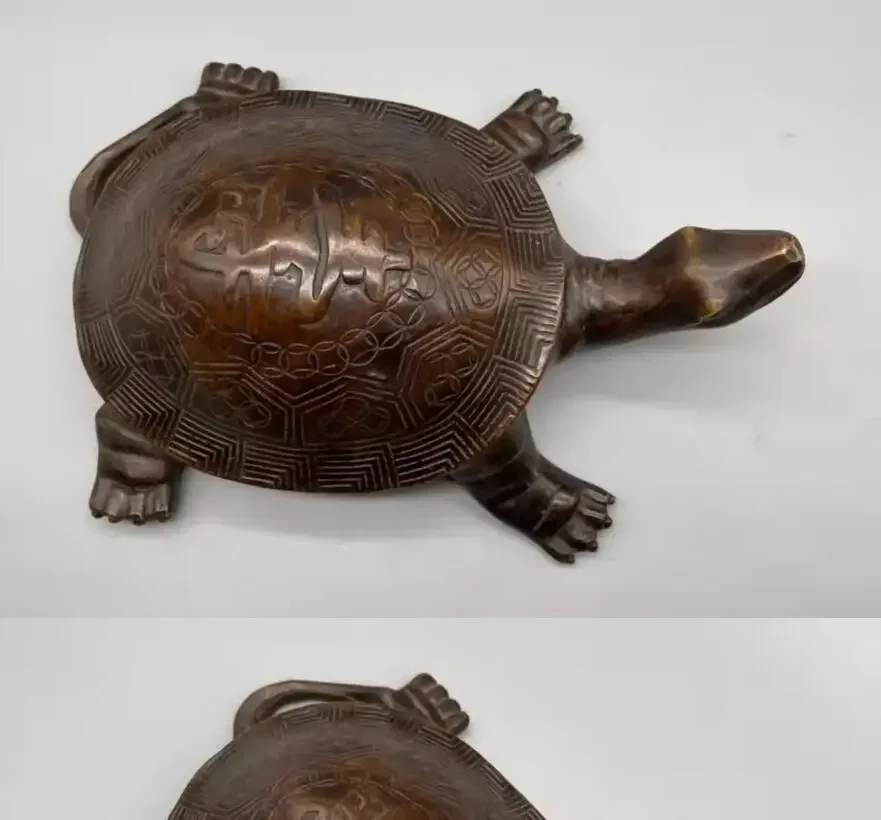 Metal purple copper longevity turtle ornaments decoration, home and office cultural and creative ornaments