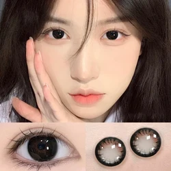 1pair Hot Color Contact Lenses  with power 0.00 to -10.00 Brown and Black Myopia Contact Lenses