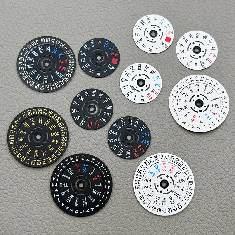 NH36 NH35 Movement Date Wheel Dial Kanji Wheel Wristwatches NH35a NH36a Movement Date Week Dial Parts Crown at 3.0H 3.8H 4.1H view 4