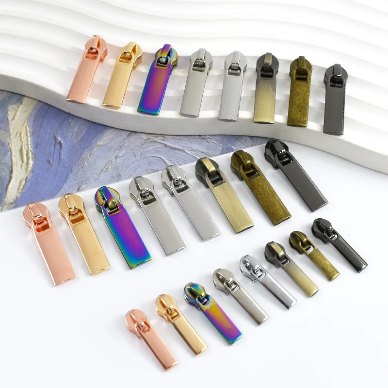 50 Peças 3 # 5 # Puxadores de Zíper de Metal para Zíperes de Nylon em Espiral, Reparo de Zíperes de Bolsas, Roupas, Calçados e Jaquetas, Acessórios de Costura DIY
