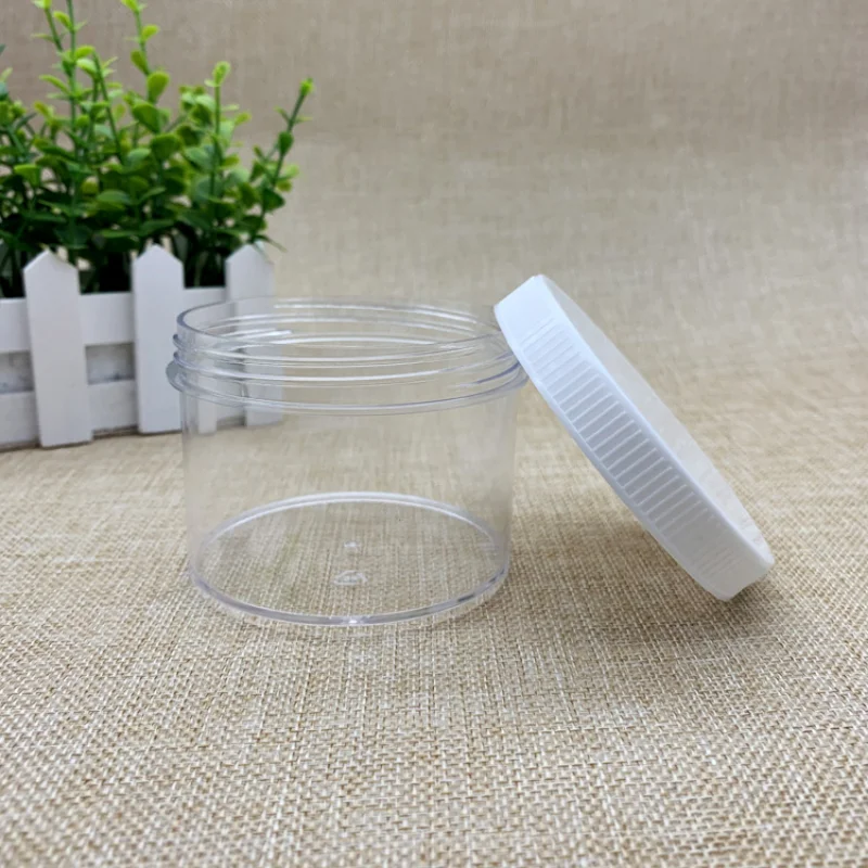 10/20/30pcs 200ml Clear Empty PET Jars with Black White Clear Plastic Screw Lids White Plastic Cosmetic Contaier